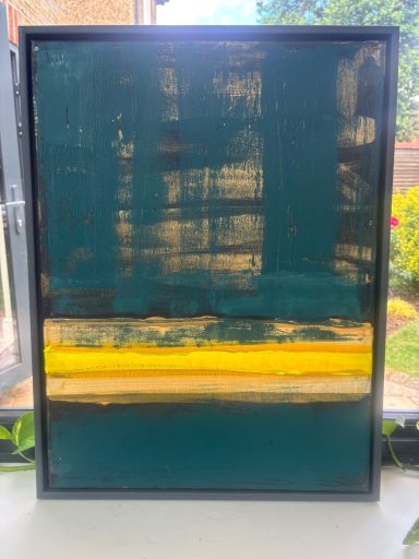 Light unvealed- 63 cm by 48 cm, charcoal frame To be shown at Abstract Exhibition, Espacio Gallery, 28th -31st August 2026