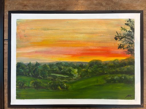 Sunset Over St Martha’s -60 cm by 45 cm in charcoal box frame